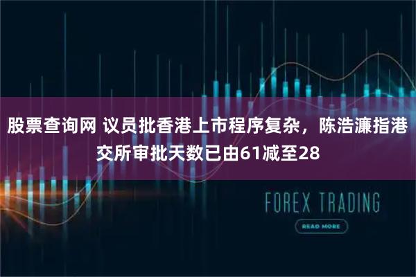 股票查询网 议员批香港上市程序复杂，陈浩濂指港交所审批天数已由61减至28
